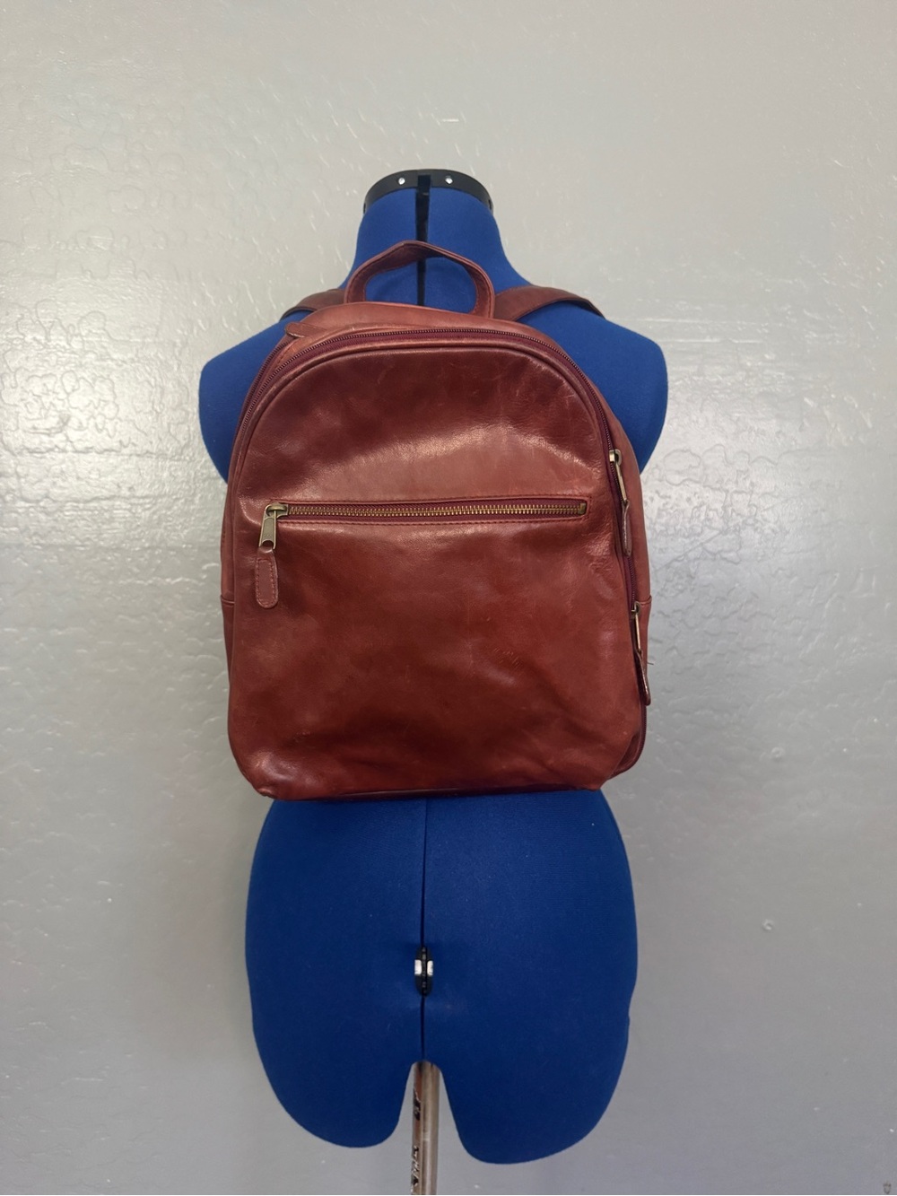 M. London Leather Convertible Backpack in Rich Red Brown